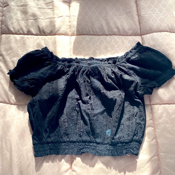 Navy blue off-the-shoulder Aeropostale small top - Picture 1 of 2